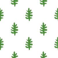 Green leafs seamless pattern. Vector hand drawn botanical illustration. Pretty scandi style for fabric, textile, wallpaper. Digital paper in white background