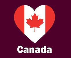 corazón de la bandera de canadá con diseño de símbolo de nombres vector final de fútbol de américa del norte ilustración de equipos de fútbol de países de américa del norte