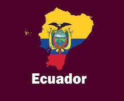 ecuador mapa bandera con nombres símbolo diseño américa latina fútbol final vector países latinoamericanos equipos de fútbol ilustración