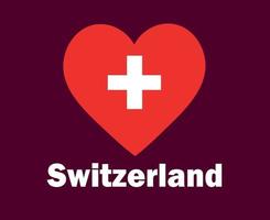 Switzerland Flag Heart With Names Symbol Design Europe football Final Vector European Countries Football Teams Illustration