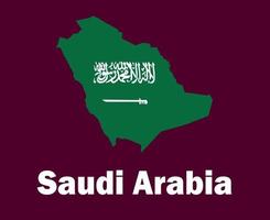 arabia saudita mapa bandera con nombres símbolo diseño asia fútbol final vector países asiáticos equipos de fútbol ilustración
