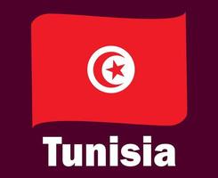 cinta de la bandera de túnez con diseño de símbolo de nombres ilustración de equipos de fútbol de países africanos vector final de fútbol africano