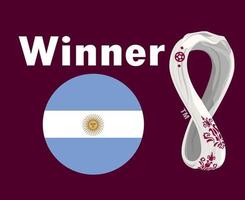 Argentina Flag Winner With World Cup 2022 Logo Final football Symbol Design Latin America Vector Latin American Countries Football Teams Illustration