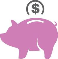 Vector illustration pink piggy bank icon set symbol isolated on white background