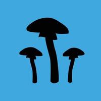 Vector illustration silhouette mushroom set isolated on blue background