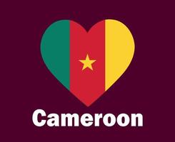 Cameroon Flag Heart With Names Symbol Design Africa football Final Vector African Countries Football Teams Illustration