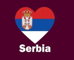 Serbia Flag Heart With Names Symbol Design Europe football Final Vector European Countries Football Teams Illustration