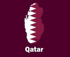 Qatar Map Flag With Names Symbol Design Asia football Final Vector Asian Countries Football Teams Illustration