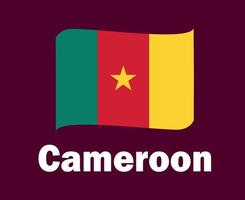 cinta de bandera de camerún con diseño de símbolo de nombres ilustración de equipos de fútbol de países africanos vector final de fútbol africano