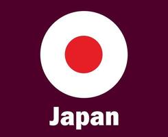 bandera de japón con nombres símbolo diseño asia fútbol final vector países asiáticos equipos de fútbol ilustración