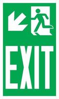 Emergency Escape Evacuation Sign Marking ISO Standard Exit Down Left. Using Pictograms in Compliance with NFPA 170 vector