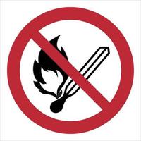 ISO 7010 Registered safety signs - Prohibition - No open flame Fire open ignition source and smoking prohibited vector