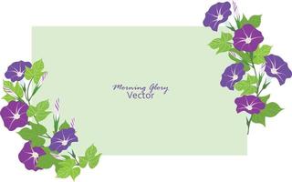 Vector illustration of Morning glory flowers with leaves frame wreth