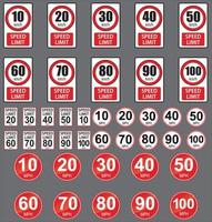 speed limit sign on gray background. speed limit road sign, in a variety of speeds. vector