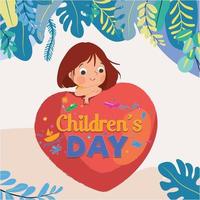 Happy International Children's Day greeting card. vector