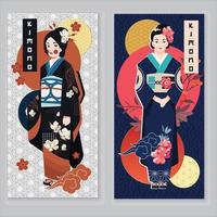 Traditional Asian clothes kimono. Summer clothing - yukata vector