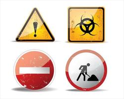 Vector illustration of warning sign. Toxic, Poison, stop, warning, danger and  Road works.