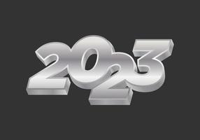 Happy new 2023 year Modern Elegant silver text with light. logo design template vector