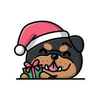 A CUTE BULLDOG IS HOLDING A PRESENT CARTOON ILLUSTRATION vector