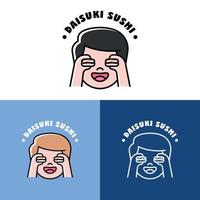 FUNNY SUSHI LOVER LOGO SET vector