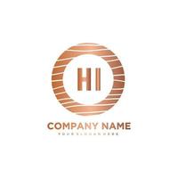 HI Initial Letter circle wood logo template vector