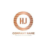 HJ Initial Letter circle wood logo template vector