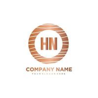 HN Initial Letter circle wood logo template vector