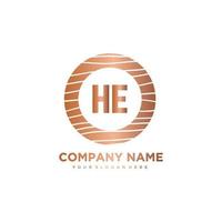 HE Initial Letter circle wood logo template vector