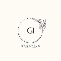 arte del logotipo inicial del vector de belleza gi, logotipo de escritura a mano de firma inicial, boda, moda, joyería, boutique, floral y botánica con plantilla creativa para cualquier empresa o negocio.