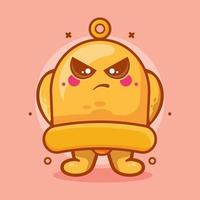 serious yellow bell character mascot with angry expression isolated cartoon in flat style design vector