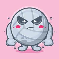 serious volleyball ball character mascot with angry expression isolated cartoon in flat style design vector