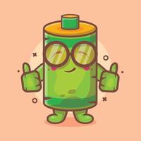 mascota de personaje de batería inteligente con gesto de mano pulgar arriba dibujos animados aislados en diseño de estilo plano vector