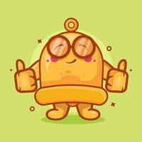 smart yellow bell character mascot with thumb up hand gesture isolated cartoon in flat style design vector