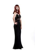 Full length portrait of cute redhair shemale with beard and makeup photo