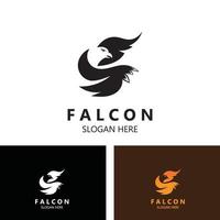 Falcon logo design image, silhouette eagle template illustration vector