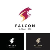 Falcon logo design image, silhouette eagle template illustration vector