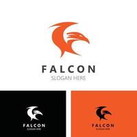 Falcon logo design image, silhouette eagle template illustration vector