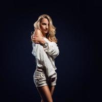 Blonde girl in casual clothing photo