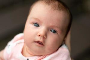 closeup portrait of a beautiful little baby girl photo