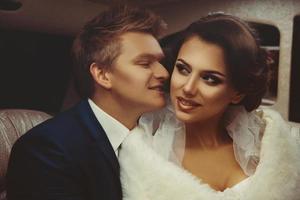 Portrait of beautiful just merried couple photo