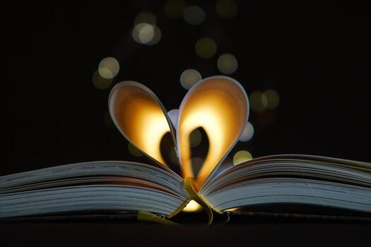 opened buck with sides that are beaten to the heart. String of lights with soft bokeh photo