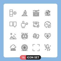 Group of 16 Modern Outlines Set for body secret life private shout Editable Vector Design Elements