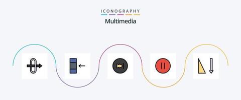 paquete de iconos de 5 planos llenos de línea multimedia que incluye . clasificación. multimedia. tipo. deténgase vector