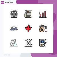 9 iconos creativos signos y símbolos modernos de canadá naturaleza ui paisaje montaña elementos de diseño vectorial editables vector