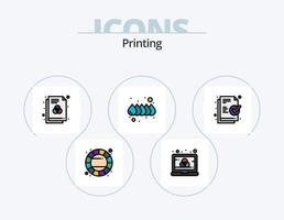 diseño de icono de paquete de 5 iconos llenos de línea de impresión. . ordenador portátil. compensar. computadora. RGB vector