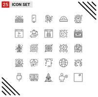 Set of 25 Modern UI Icons Symbols Signs for number geometry battery education design Editable Vector Design Elements