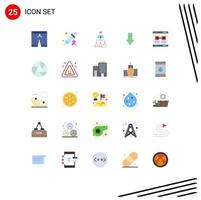 Modern Set of 25 Flat Colors Pictograph of link download teamwork down arrow Editable Vector Design Elements