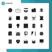 Set of 25 Modern UI Icons Symbols Signs for badge media coding communication pencil Editable Vector Design Elements