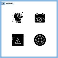 Stock Vector Icon Pack of 4 Line Signs and Symbols for analysis internet human day web Editable Vector Design Elements