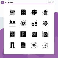 16 Universal Solid Glyphs Set for Web and Mobile Applications houses target cookie objective clipboard Editable Vector Design Elements